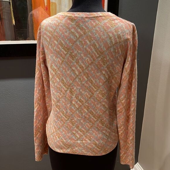 Talbots pastel print soft lambs wool, nylon, angora rabbit hair blend cardigan - Picture 4 of 5